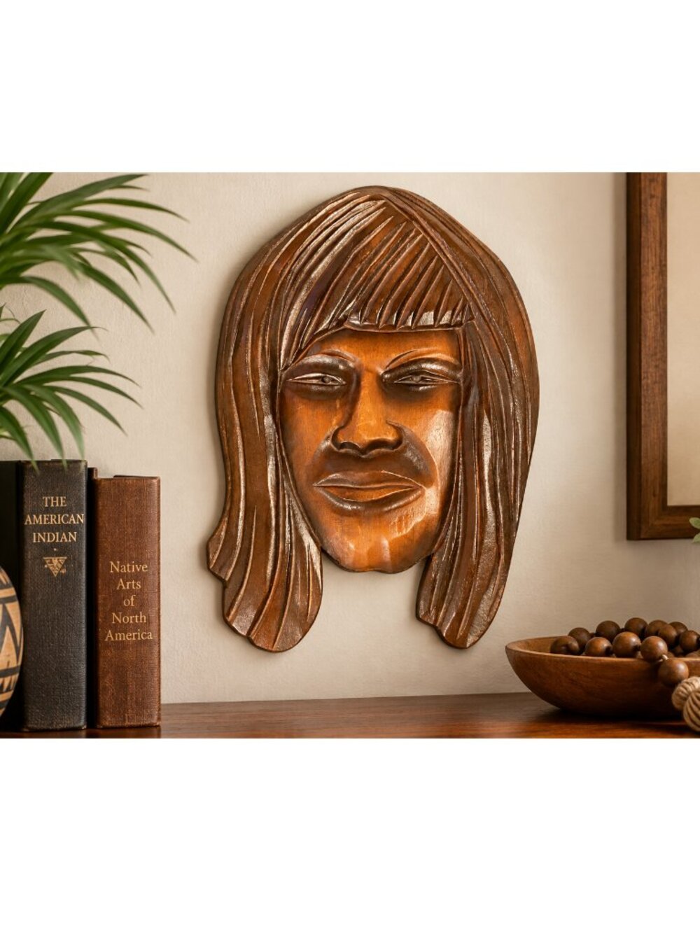 Hand Carved Brazilian Amazon Indian Wooden Wall Sculpture - 12" x 8"
